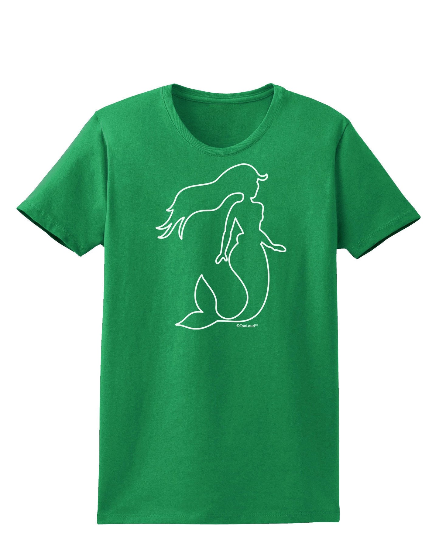 Mermaid Outline Womens Dark T-Shirt-TooLoud-Kelly-Green-X-Small-Davson Sales