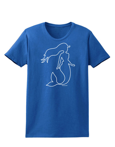 Mermaid Outline Womens Dark T-Shirt-TooLoud-Royal-Blue-X-Small-Davson Sales