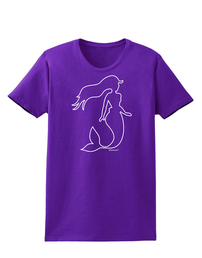 Mermaid Outline Womens Dark T-Shirt-TooLoud-Purple-X-Small-Davson Sales