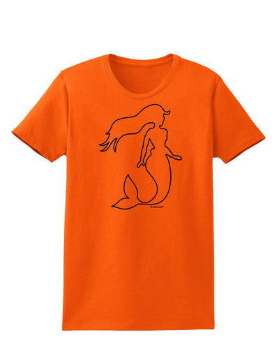 Mermaid Outline Womens T-Shirt-Womens T-Shirt-TooLoud-Orange-X-Small-Davson Sales