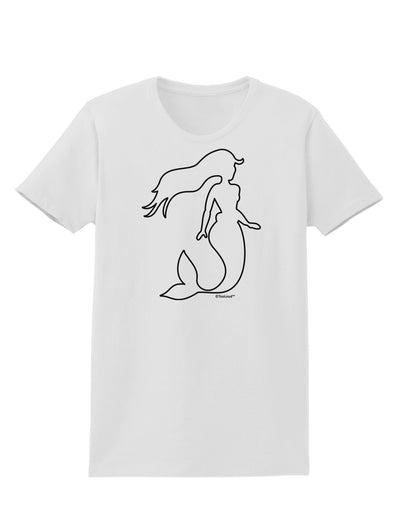 Mermaid Outline Womens T-Shirt-Womens T-Shirt-TooLoud-White-X-Small-Davson Sales