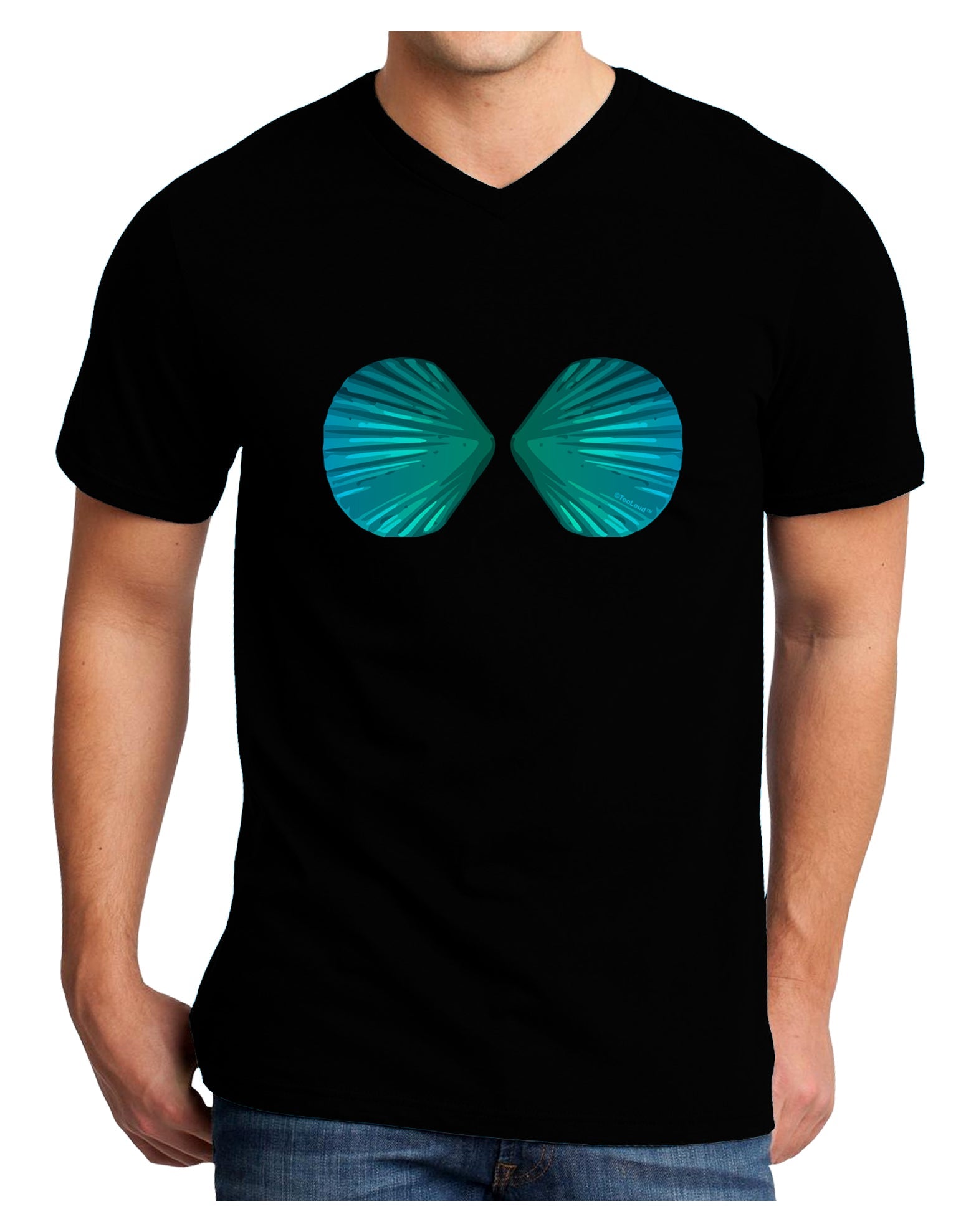 Mermaid Shell Bra Blue Adult Dark V-Neck T-Shirt by TooLoud-Mens V-Neck T-Shirt-TooLoud-Black-Small-Davson Sales
