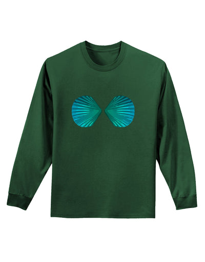 Mermaid Shell Bra Blue Adult Long Sleeve Dark T-Shirt by TooLoud-TooLoud-Dark-Green-Small-Davson Sales