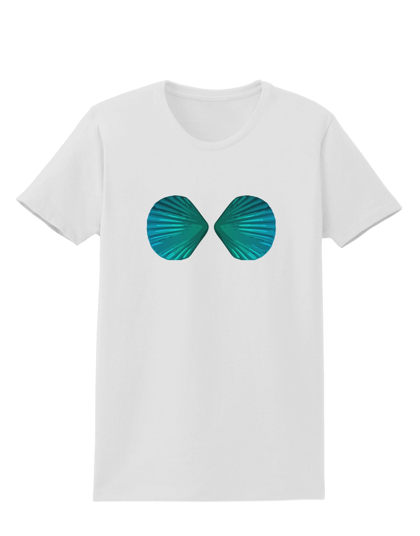 Mermaid Shell Bra Blue Womens T-Shirt by TooLoud-Womens T-Shirt-TooLoud-White-X-Small-Davson Sales