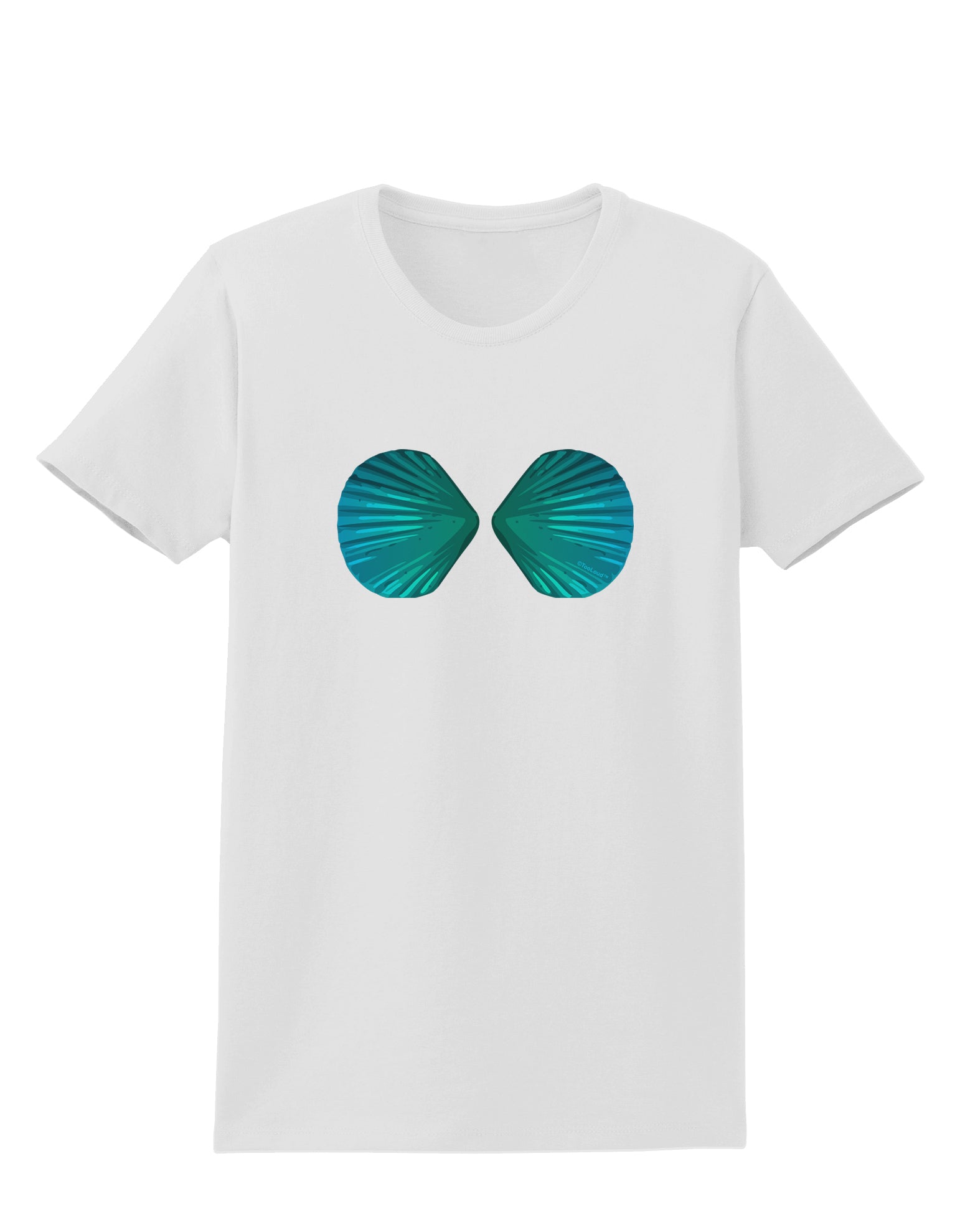 Mermaid Shell Bra Blue Womens T-Shirt by TooLoud-Womens T-Shirt-TooLoud-White-X-Small-Davson Sales