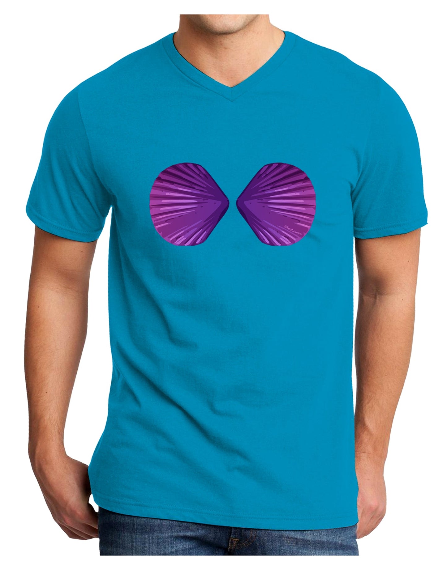 Mermaid Shell Bra Purple Adult Dark V-Neck T-Shirt by TooLoud-Mens V-Neck T-Shirt-TooLoud-Turquoise-Small-Davson Sales