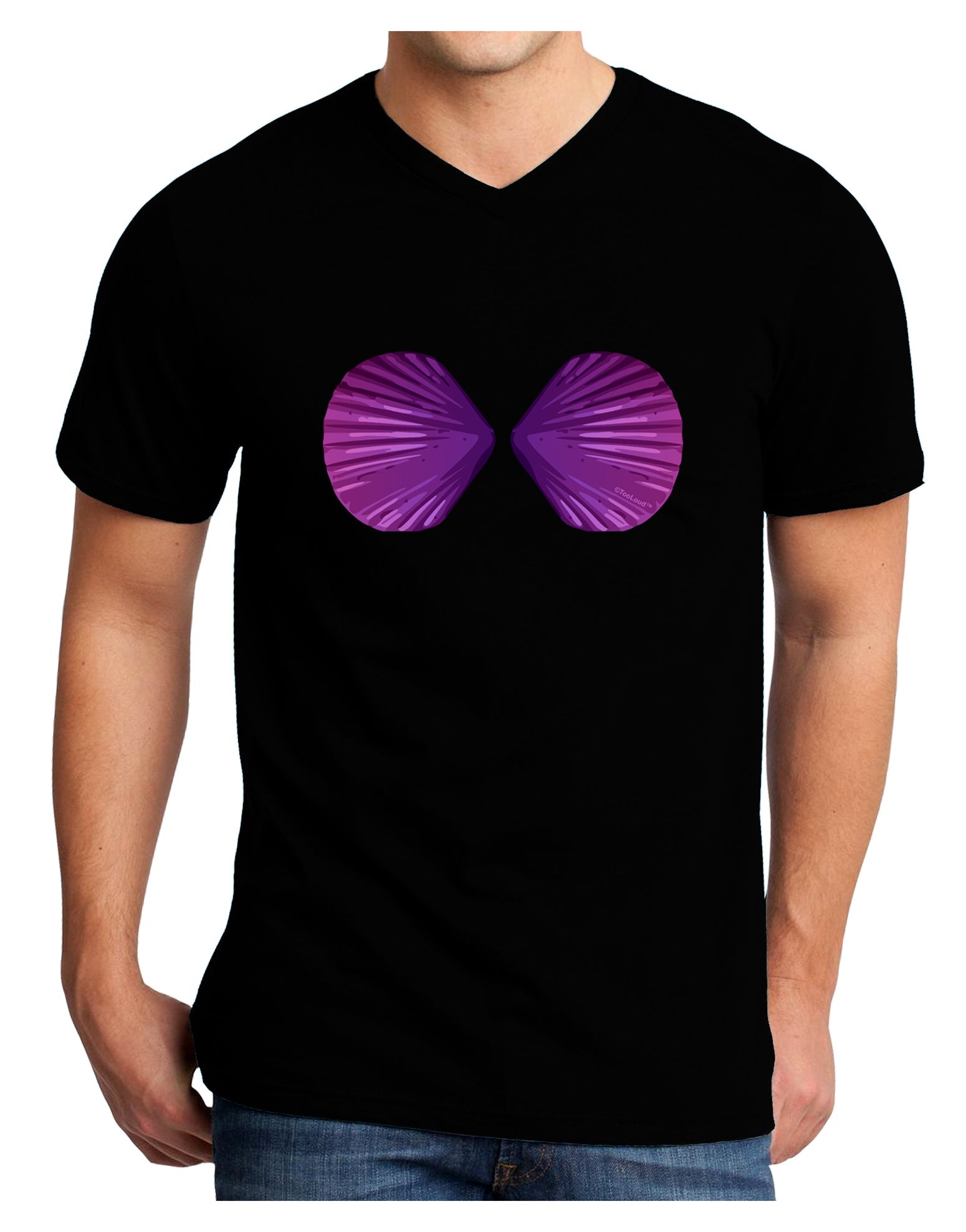 Mermaid Shell Bra Purple Adult Dark V-Neck T-Shirt by TooLoud-Mens V-Neck T-Shirt-TooLoud-Black-Small-Davson Sales
