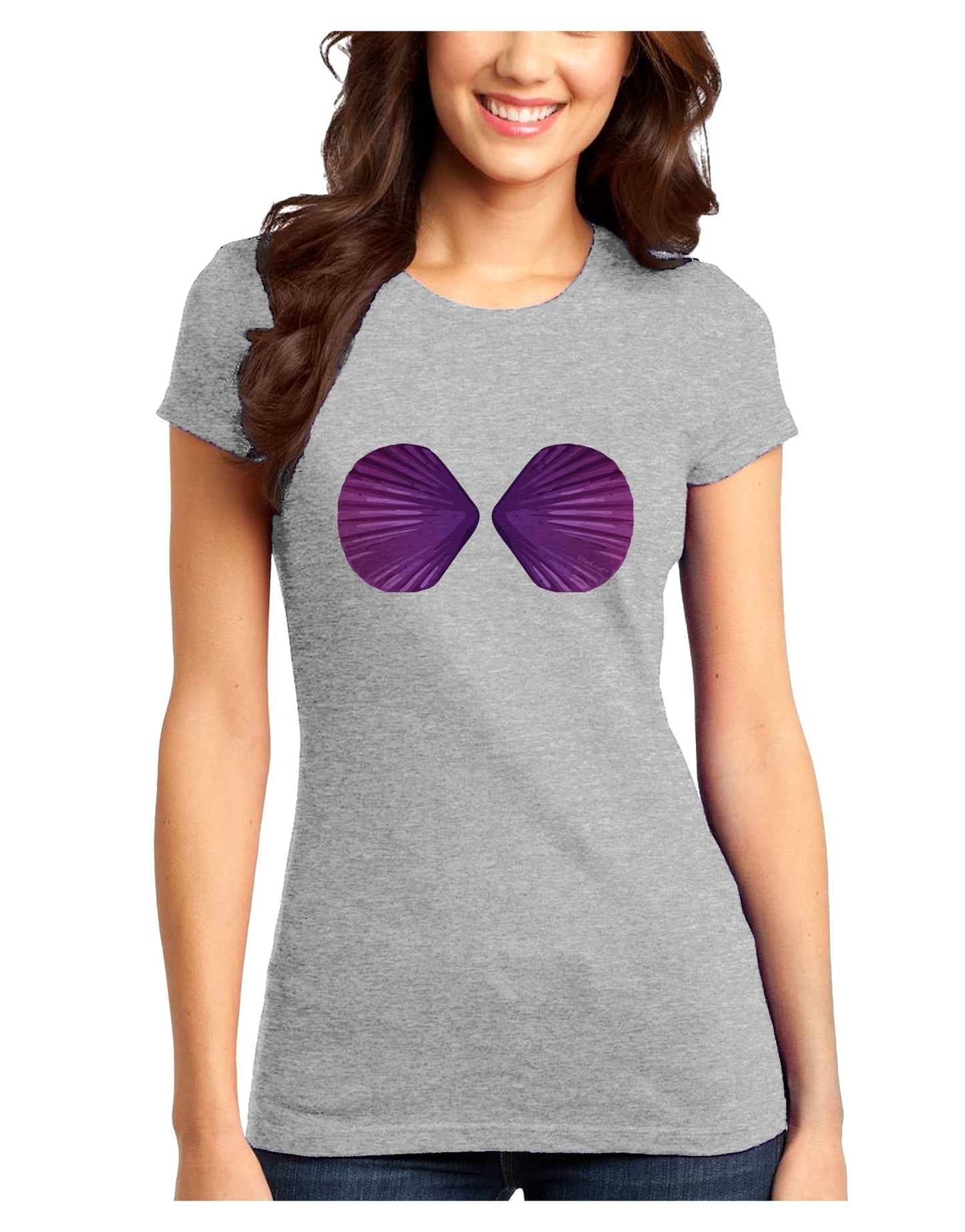 Mermaid Shell Bra Purple Juniors Petite T-Shirt by TooLoud-T-Shirts Juniors Tops-TooLoud-Ash-Gray-Juniors Fitted X-Small-Davson Sales