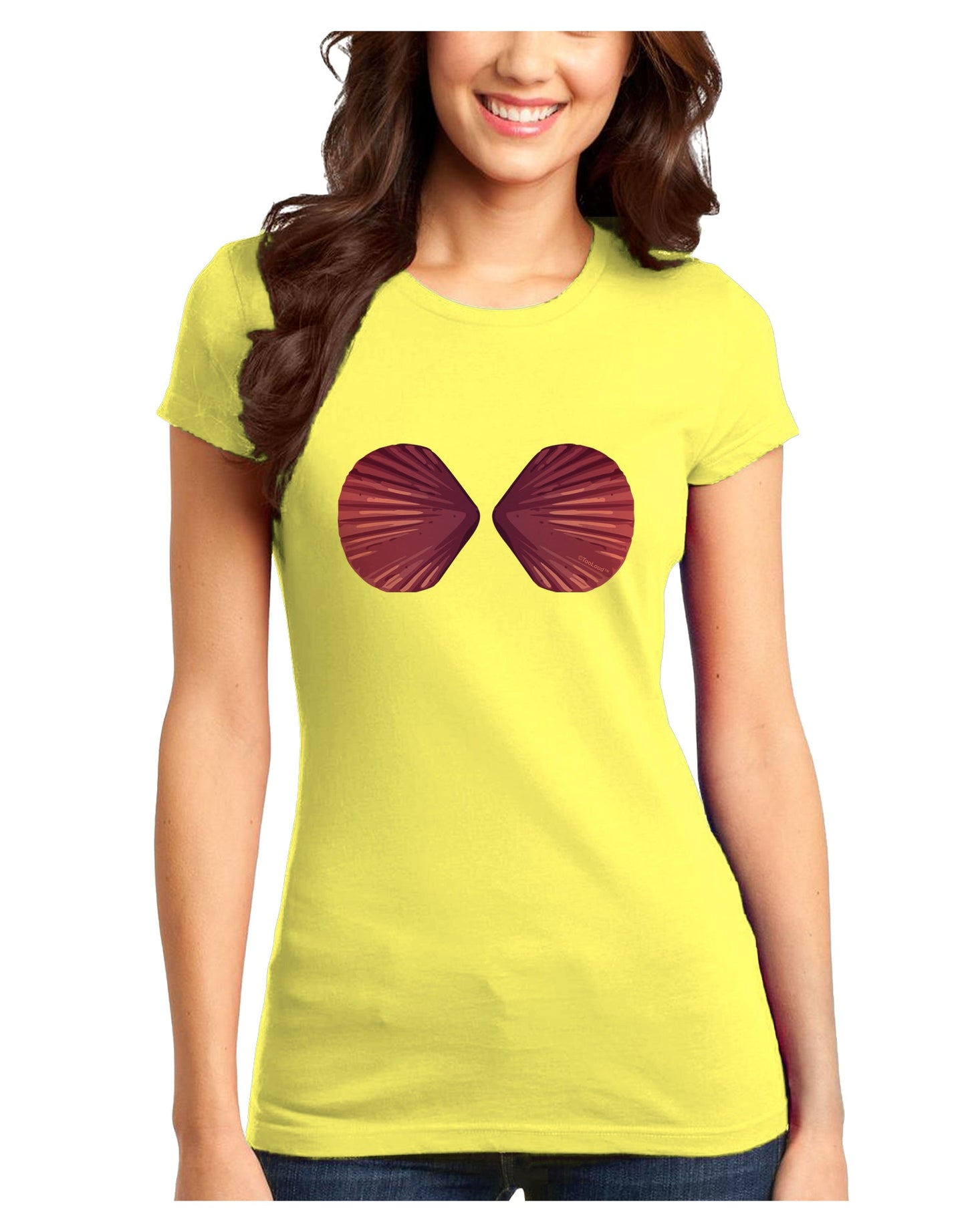 Mermaid Shell Bra Purple Juniors Petite T-Shirt by TooLoud-T-Shirts Juniors Tops-TooLoud-Yellow-Juniors Fitted X-Small-Davson Sales