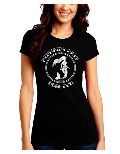 Mermaids Have More Fun - Distressed Juniors Crew Dark T-Shirt-T-Shirts Juniors Tops-TooLoud-Black-Juniors Fitted Small-Davson Sales