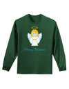 Merry Christmas Cute Angel Girl Adult Long Sleeve Dark T-Shirt-TooLoud-Dark-Green-Small-Davson Sales