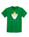 Merry Christmas Cute Angel Girl Childrens Dark T-Shirt-Childrens T-Shirt-TooLoud-Kelly-Green-X-Small-Davson Sales