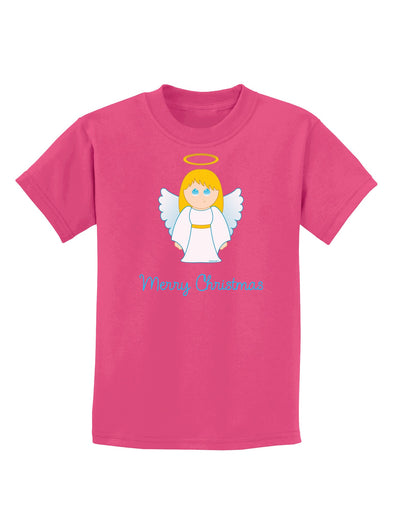 Merry Christmas Cute Angel Girl Childrens Dark T-Shirt-Childrens T-Shirt-TooLoud-Sangria-X-Small-Davson Sales