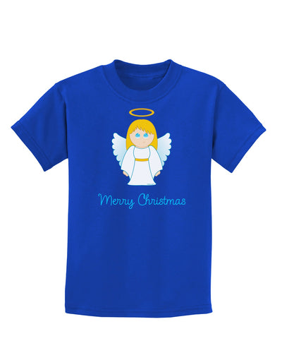 Merry Christmas Cute Angel Girl Childrens Dark T-Shirt-Childrens T-Shirt-TooLoud-Royal-Blue-X-Small-Davson Sales