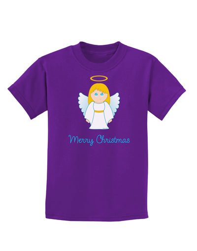 Merry Christmas Cute Angel Girl Childrens Dark T-Shirt-Childrens T-Shirt-TooLoud-Purple-X-Small-Davson Sales