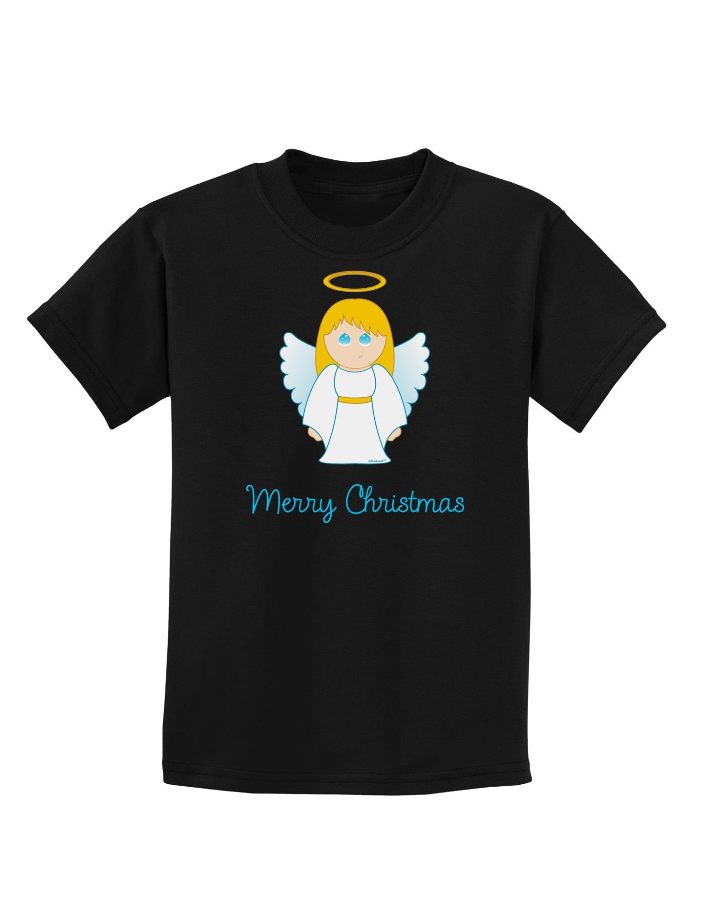 Merry Christmas Cute Angel Girl Childrens Dark T-Shirt-Childrens T-Shirt-TooLoud-Black-X-Small-Davson Sales