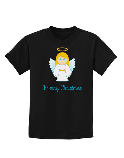 Merry Christmas Cute Angel Girl Childrens Dark T-Shirt-Childrens T-Shirt-TooLoud-Black-X-Small-Davson Sales