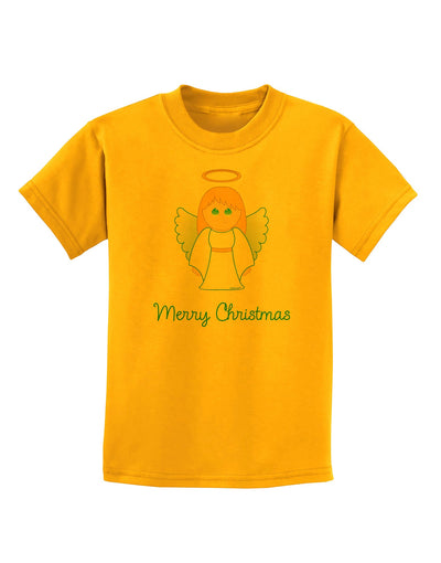 Merry Christmas Cute Angel Girl Childrens T-Shirt-Childrens T-Shirt-TooLoud-Gold-X-Small-Davson Sales