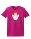 Merry Christmas Cute Angel Girl Womens Dark T-Shirt-TooLoud-Hot-Pink-Small-Davson Sales