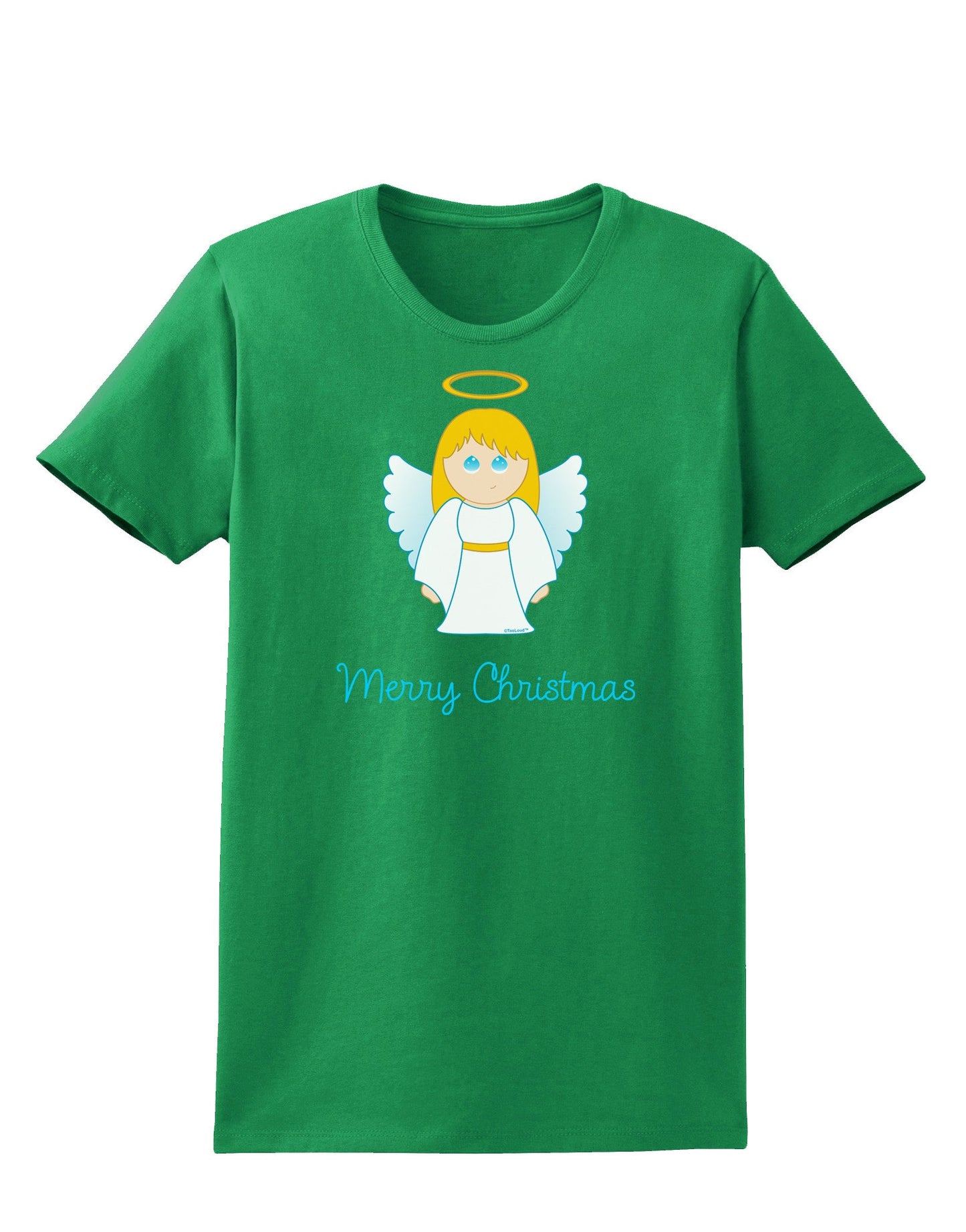 Merry Christmas Cute Angel Girl Womens Dark T-Shirt-TooLoud-Kelly-Green-X-Small-Davson Sales