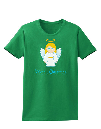 Merry Christmas Cute Angel Girl Womens Dark T-Shirt-TooLoud-Kelly-Green-X-Small-Davson Sales