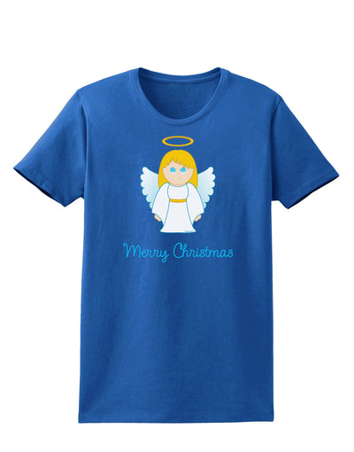 Merry Christmas Cute Angel Girl Womens Dark T-Shirt-TooLoud-Royal-Blue-X-Small-Davson Sales