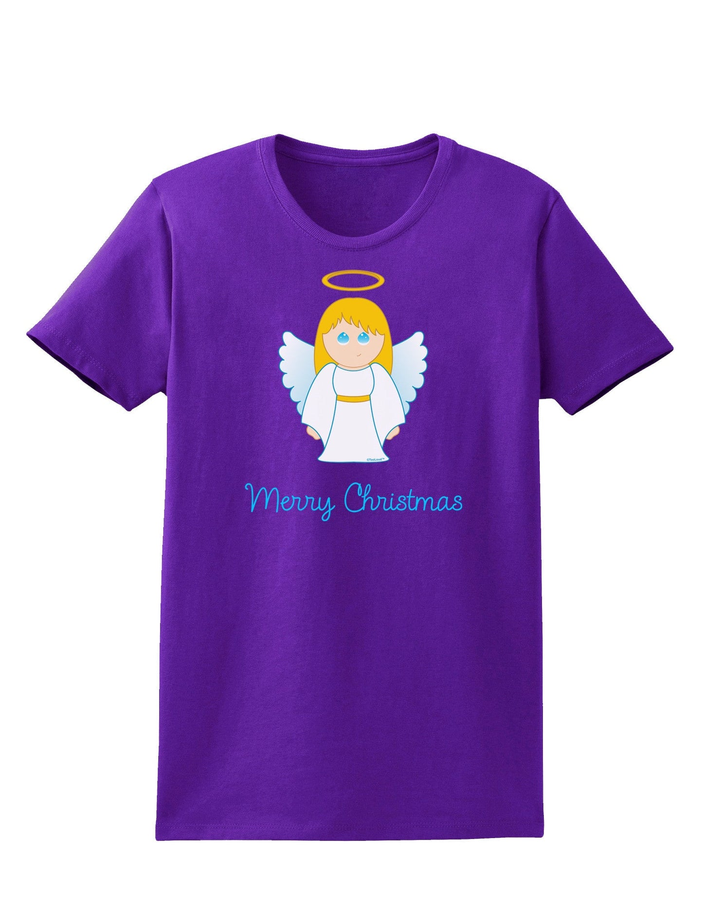 Merry Christmas Cute Angel Girl Womens Dark T-Shirt-TooLoud-Purple-X-Small-Davson Sales