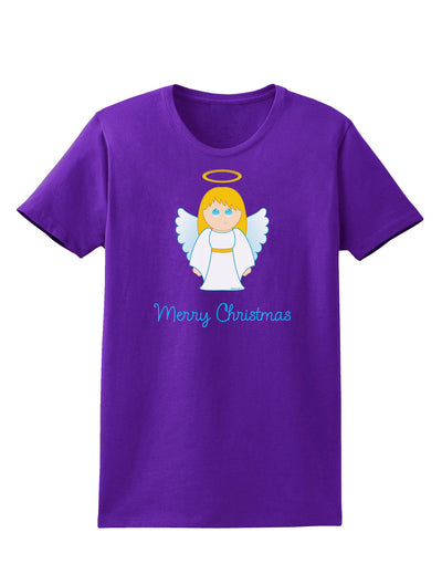 Merry Christmas Cute Angel Girl Womens Dark T-Shirt-TooLoud-Purple-X-Small-Davson Sales