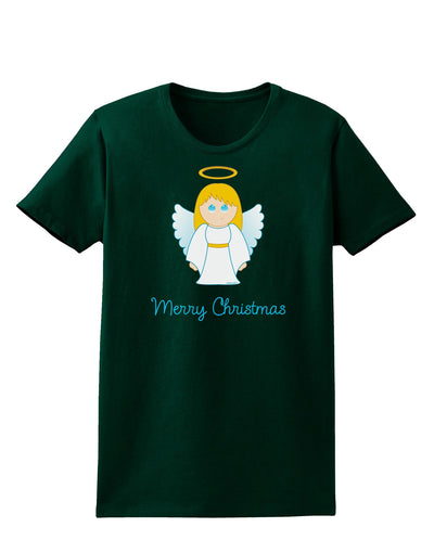 Merry Christmas Cute Angel Girl Womens Dark T-Shirt-TooLoud-Forest-Green-Small-Davson Sales