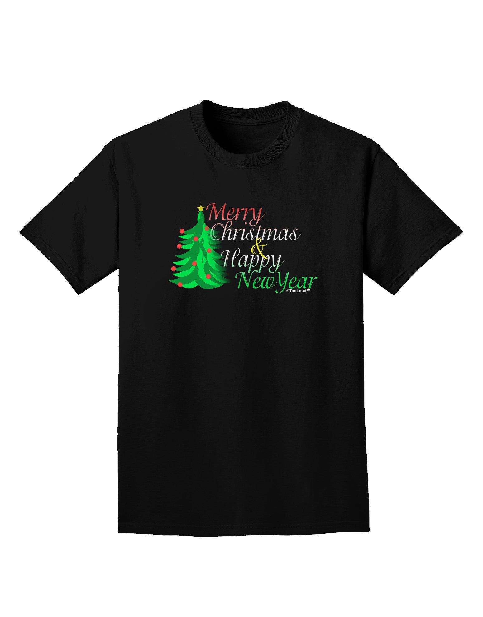 Merry Christmas & Happy New Year Adult Dark T-Shirt-Mens T-Shirt-TooLoud-Black-Small-Davson Sales