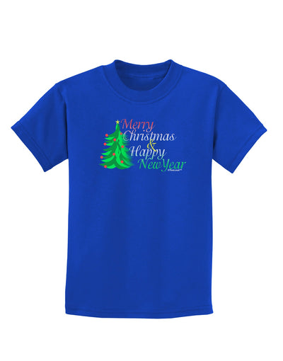 Merry Christmas & Happy New Year Childrens Dark T-Shirt-Childrens T-Shirt-TooLoud-Royal-Blue-X-Small-Davson Sales