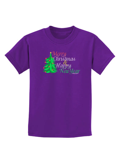 Merry Christmas & Happy New Year Childrens Dark T-Shirt-Childrens T-Shirt-TooLoud-Purple-X-Small-Davson Sales