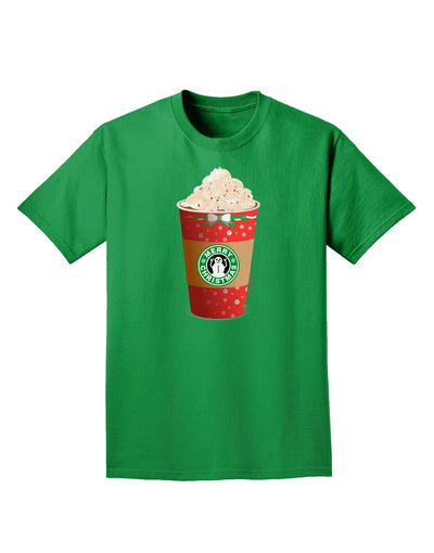 Merry Christmas Latte Cup Adult Dark T-Shirt-Mens T-Shirt-TooLoud-Kelly-Green-Small-Davson Sales