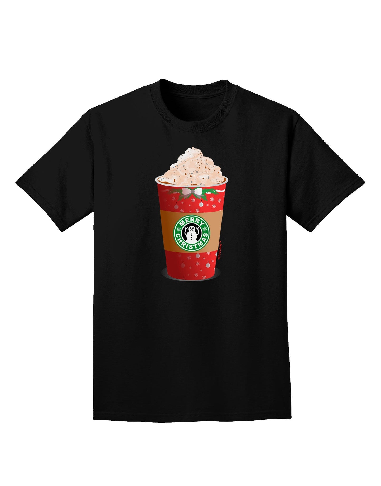 Merry Christmas Latte Cup Adult Dark T-Shirt-Mens T-Shirt-TooLoud-Black-Small-Davson Sales