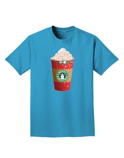 Merry Christmas Latte Cup Adult Dark T-Shirt-Mens T-Shirt-TooLoud-Turquoise-Small-Davson Sales