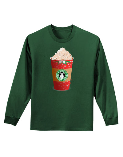 Merry Christmas Latte Cup Adult Long Sleeve Dark T-Shirt-TooLoud-Dark-Green-Small-Davson Sales