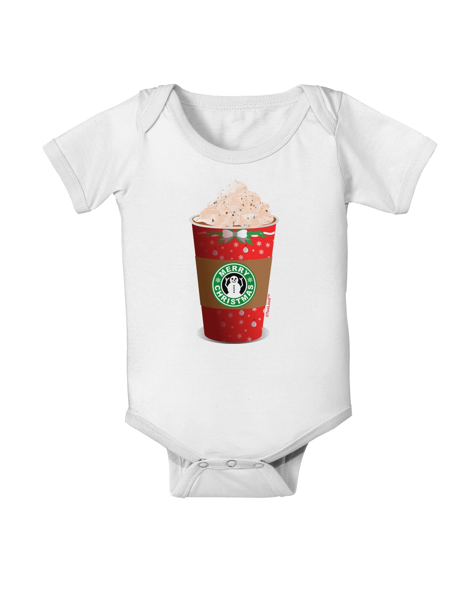 Merry Christmas Latte Cup Baby Romper Bodysuit-Baby Romper-TooLoud-White-06-Months-Davson Sales