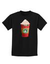 Merry Christmas Latte Cup Childrens Dark T-Shirt-Childrens T-Shirt-TooLoud-Black-X-Small-Davson Sales