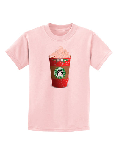 Merry Christmas Latte Cup Childrens T-Shirt-Childrens T-Shirt-TooLoud-PalePink-X-Small-Davson Sales
