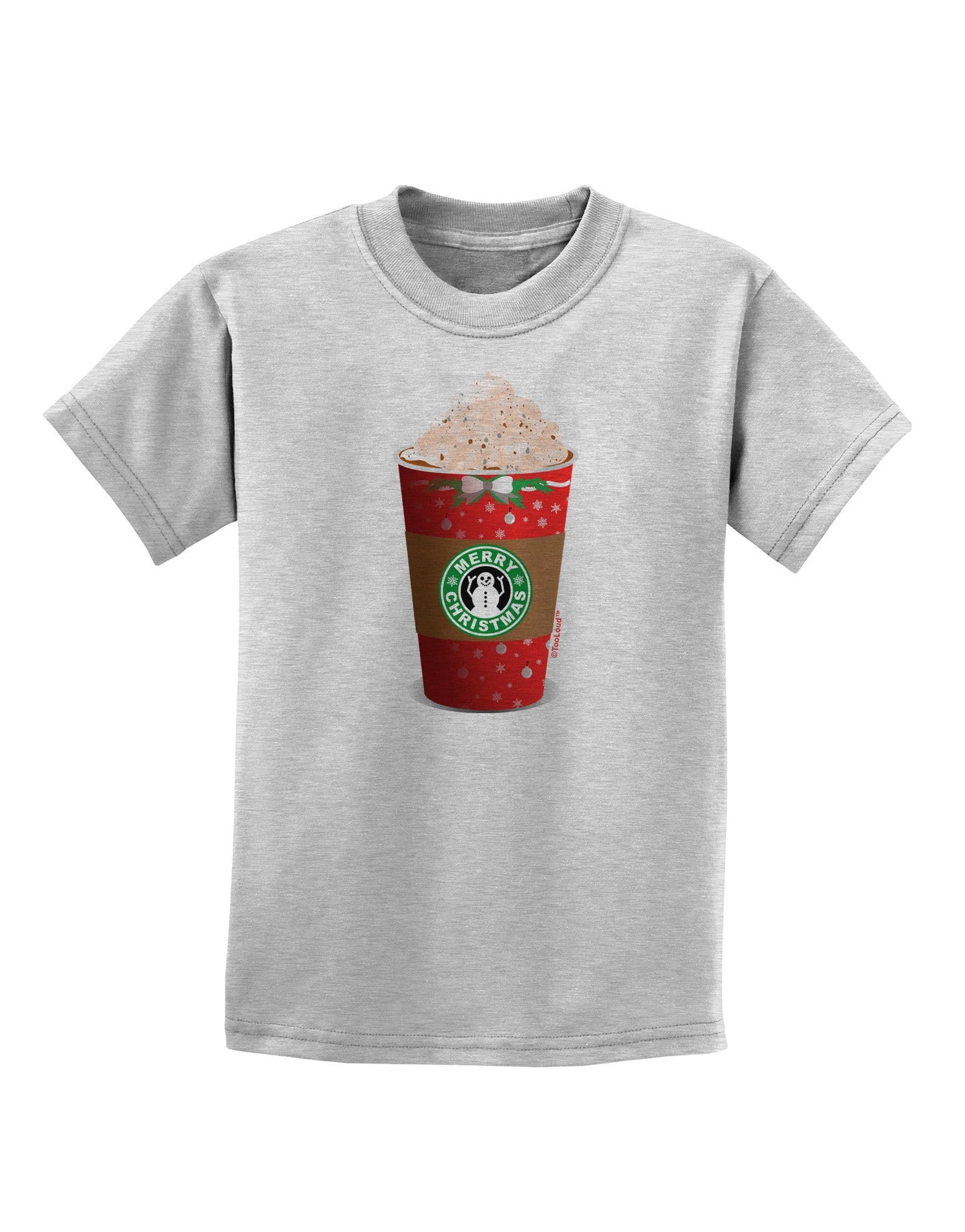 Merry Christmas Latte Cup Childrens T-Shirt-Childrens T-Shirt-TooLoud-AshGray-X-Small-Davson Sales