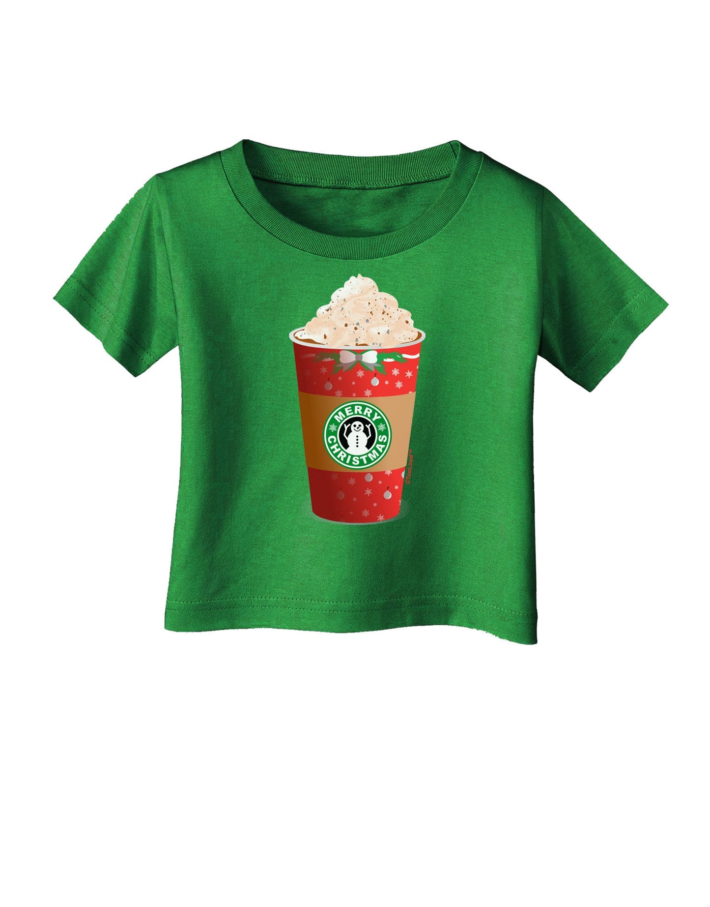 Merry Christmas Latte Cup Infant T-Shirt Dark-Infant T-Shirt-TooLoud-Clover-Green-06-Months-Davson Sales