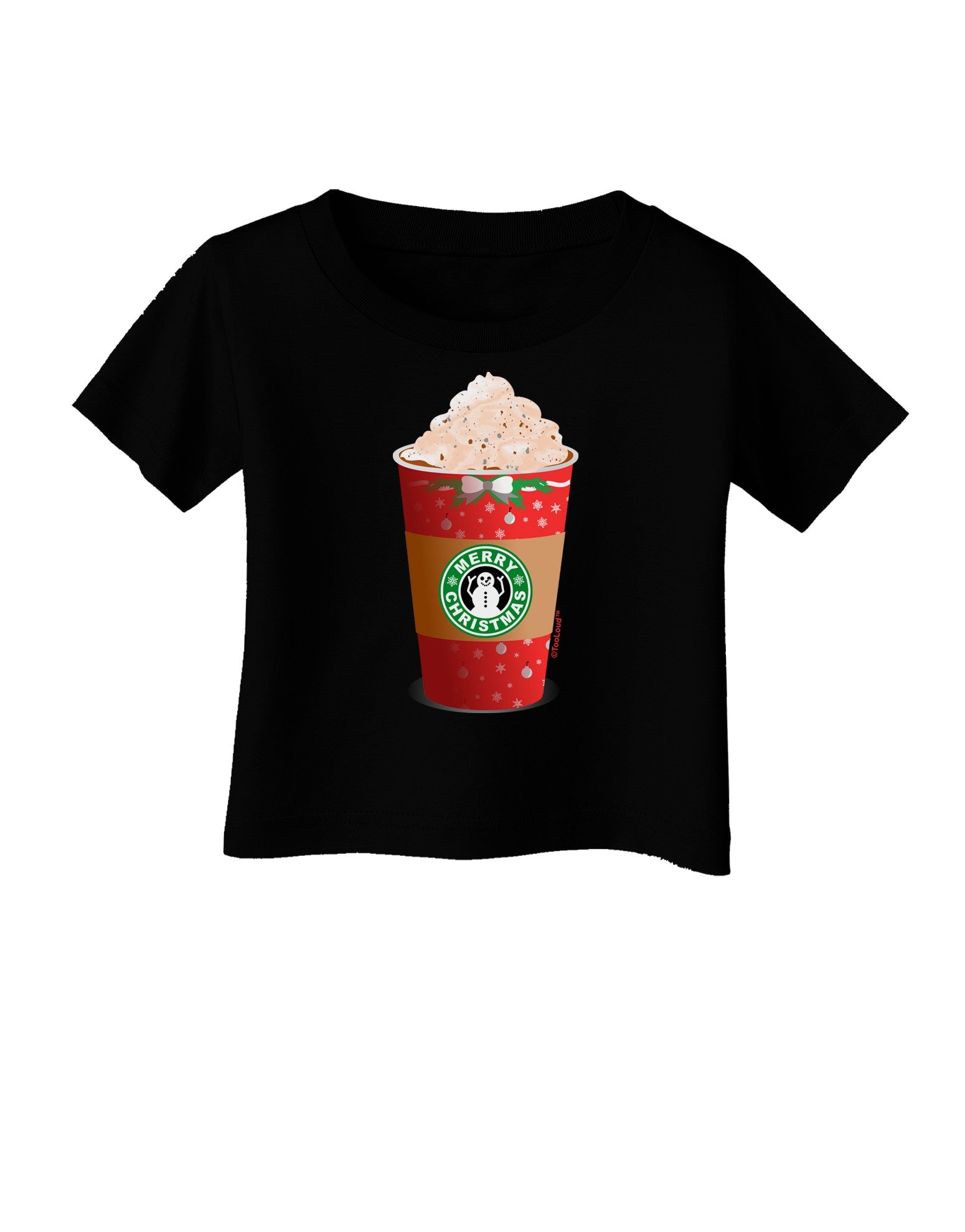 Merry Christmas Latte Cup Infant T-Shirt Dark-Infant T-Shirt-TooLoud-Black-06-Months-Davson Sales