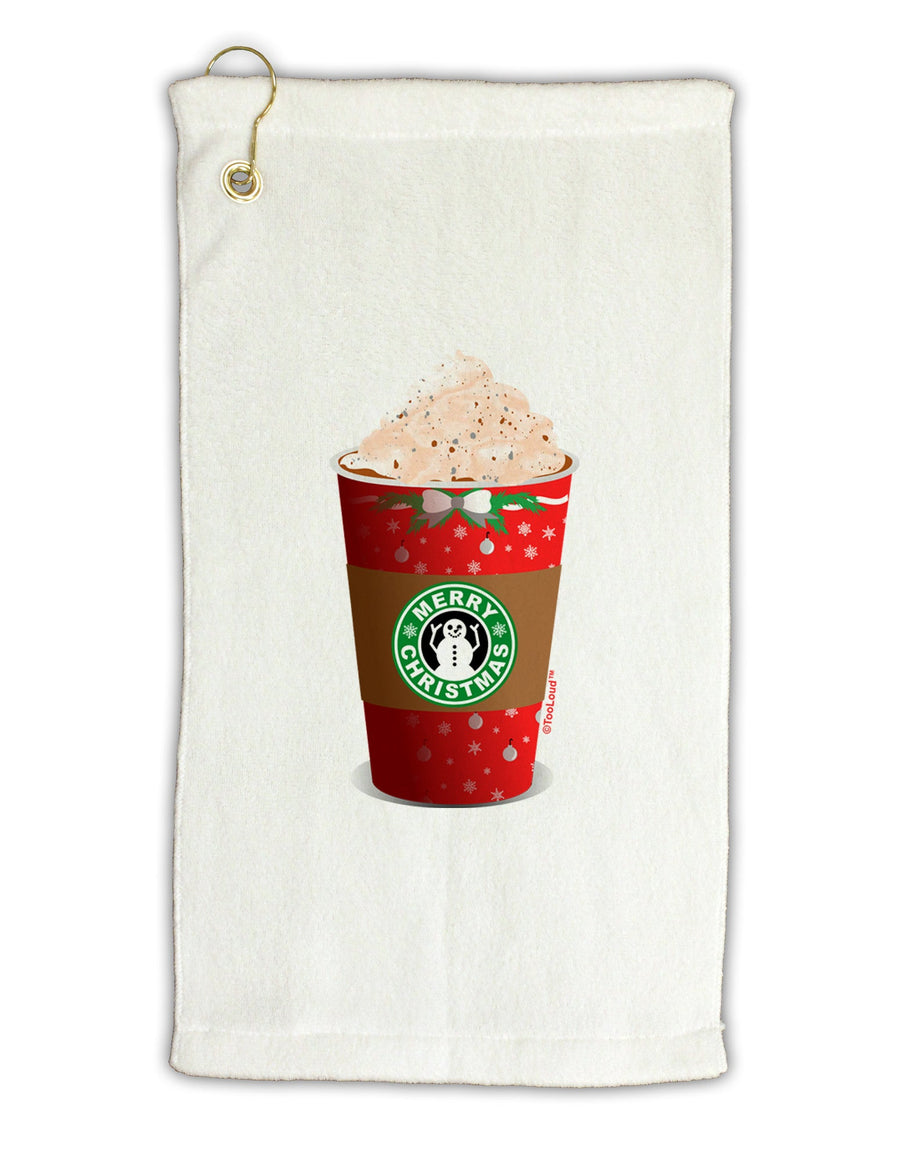 Merry Christmas Latte Cup Micro Terry Gromet Golf Towel 16 x 25 inch-Golf Towel-TooLoud-White-Davson Sales