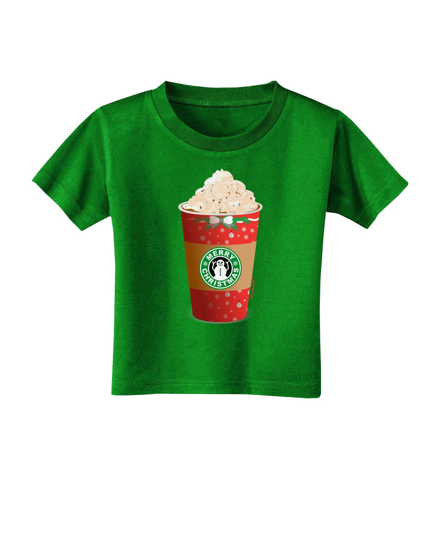 Merry Christmas Latte Cup Toddler T-Shirt Dark-Toddler T-Shirt-TooLoud-Clover-Green-2T-Davson Sales