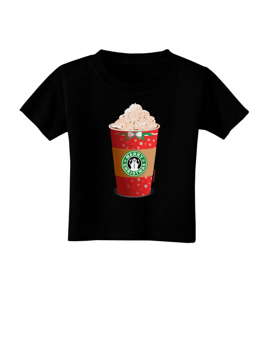 Merry Christmas Latte Cup Toddler T-Shirt Dark-Toddler T-Shirt-TooLoud-Black-2T-Davson Sales