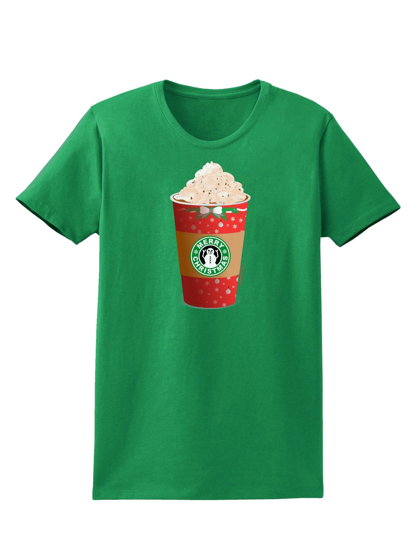 Merry Christmas Latte Cup Womens Dark T-Shirt-TooLoud-Kelly-Green-X-Small-Davson Sales