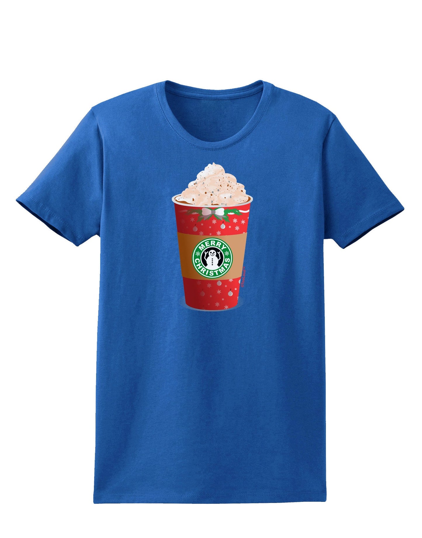 Merry Christmas Latte Cup Womens Dark T-Shirt-TooLoud-Royal-Blue-X-Small-Davson Sales