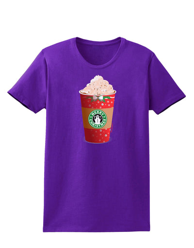 Merry Christmas Latte Cup Womens Dark T-Shirt-TooLoud-Purple-X-Small-Davson Sales