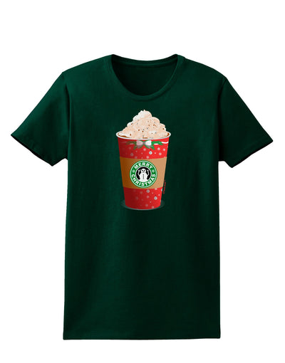 Merry Christmas Latte Cup Womens Dark T-Shirt-TooLoud-Forest-Green-Small-Davson Sales