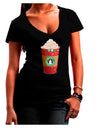 Merry Christmas Latte Cup Womens V-Neck Dark T-Shirt-Womens V-Neck T-Shirts-TooLoud-Black-Juniors Fitted Small-Davson Sales